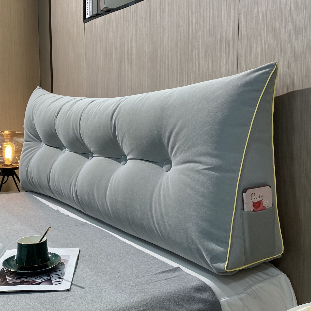 91家纺网 家纺一手货源 找家纺 沐沐家纺 2026新款宝宝绒三角大靠垫 浅灰