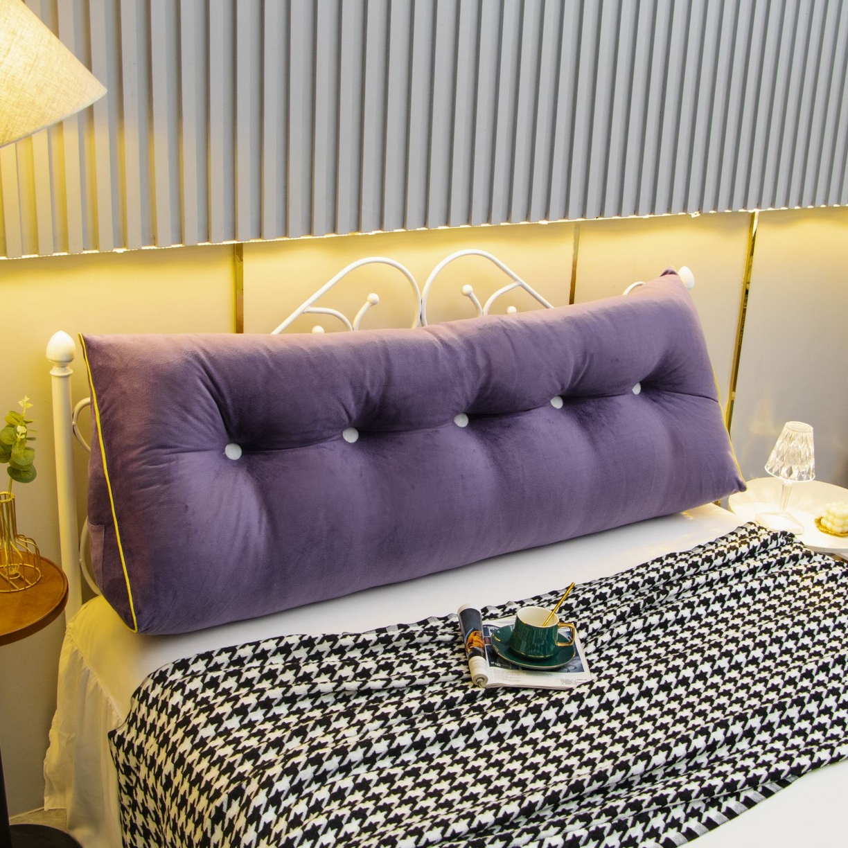 91家纺网 家纺一手货源 找家纺 沐沐家纺 2026新款宝宝绒三角大靠垫 紫色