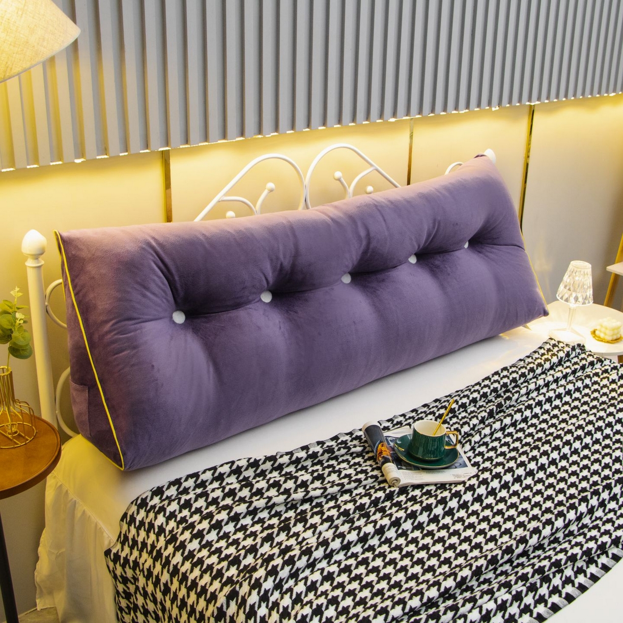 91家纺网 家纺一手货源 找家纺 沐沐家纺 2026新款宝宝绒三角大靠垫 紫色