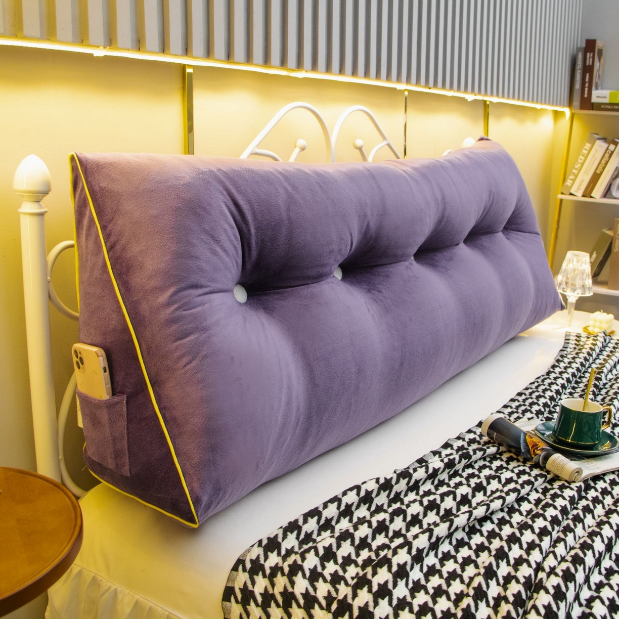 91家纺网 家纺一手货源 找家纺 沐沐家纺 2026新款宝宝绒三角大靠垫 紫色