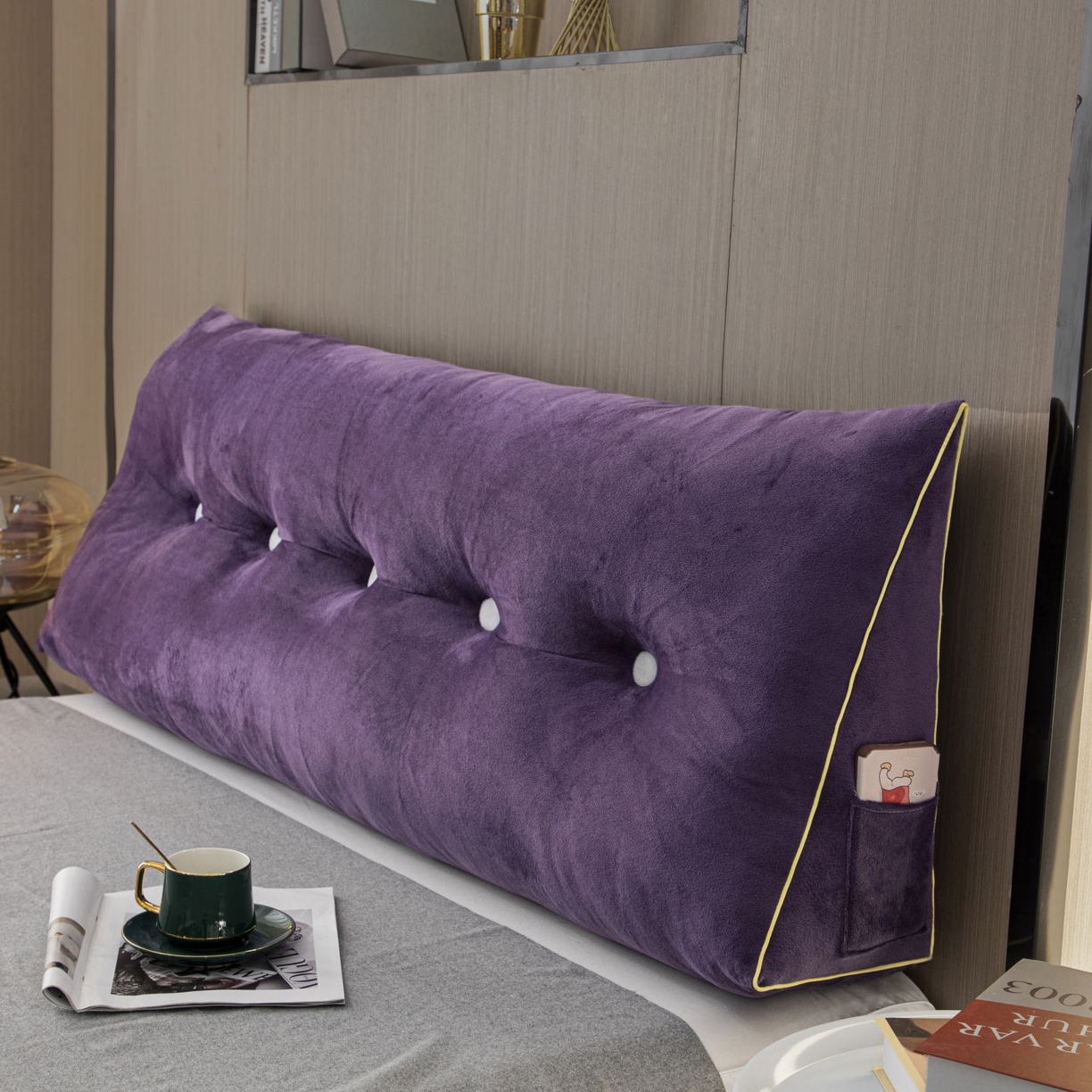 91家纺网 家纺一手货源 找家纺 沐沐家纺 2026新款宝宝绒三角大靠垫 紫色