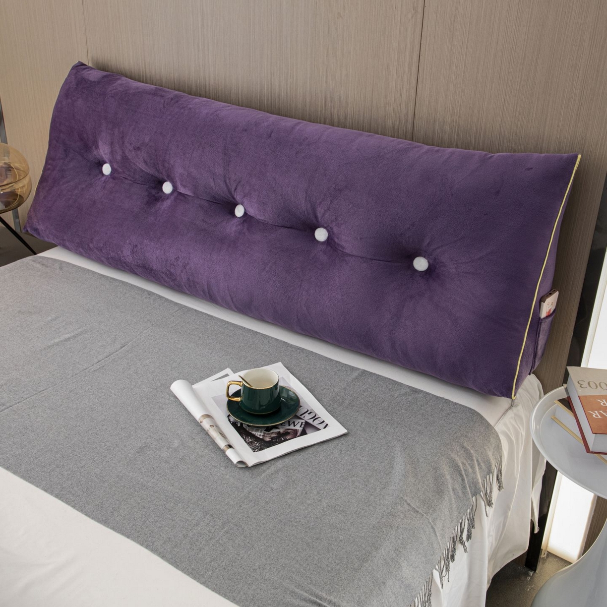 91家纺网 家纺一手货源 找家纺 沐沐家纺 2026新款宝宝绒三角大靠垫 紫色