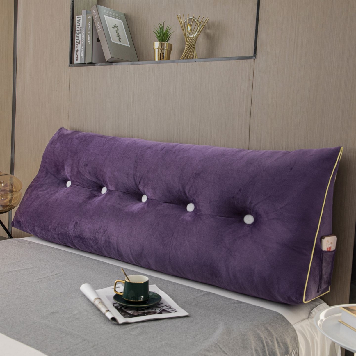 91家纺网 家纺一手货源 找家纺 沐沐家纺 2026新款宝宝绒三角大靠垫 紫色