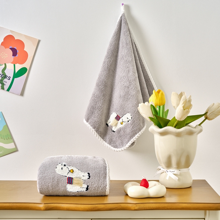 91家纺网 家纺一手货源 找家纺 棠薇家纺 2025新款强吸水毛巾超细纤维速干毛巾运动巾擦手巾-羊驼 羊驼灰 75x35cm/条