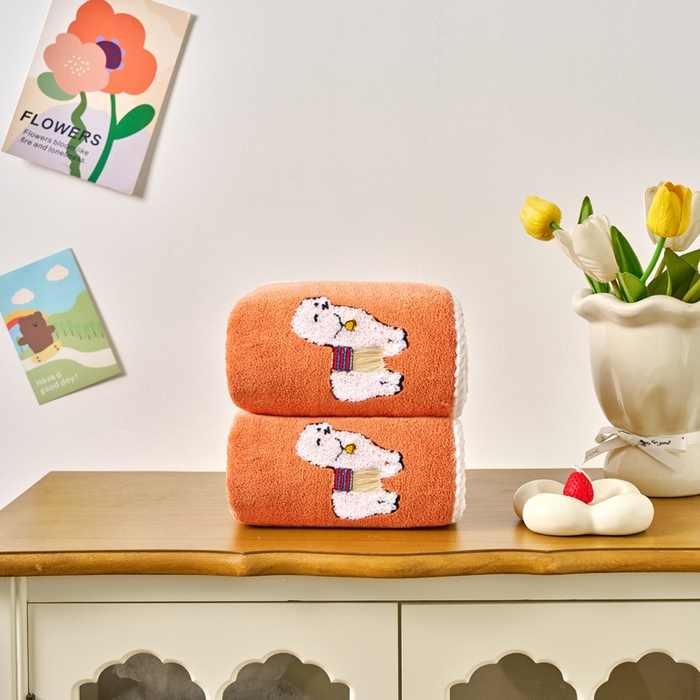 91家纺网 家纺一手货源 找家纺 棠薇家纺 2025新款强吸水毛巾超细纤维速干毛巾运动巾擦手巾-羊驼 羊驼桔 75x35cm/条