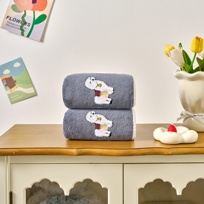 91家纺网 家纺一手货源 找家纺 棠薇家纺 2025新款强吸水毛巾超细纤维速干毛巾运动巾擦手巾-羊驼 羊驼深蓝 75x35cm/条