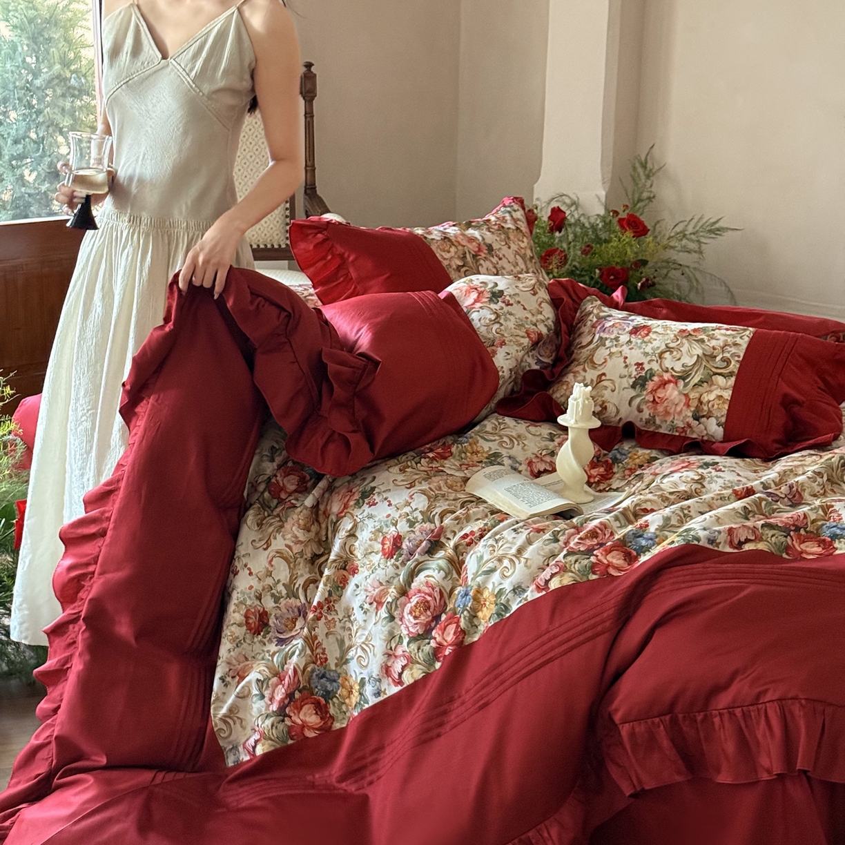 91家纺网 家纺一手货源 找家纺 （总）优然居家纺 2026新款全棉纯棉数码印花复古风四件套-南法假期（会员-20 控价【基础价】468/488 88折活动价411/429）