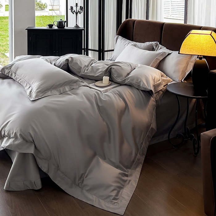 91家纺网 家纺一手货源 找家纺 总 嘉悦  2025 新款50*50S双股长绒棉简约纯色埋绳四件套邂逅-实拍