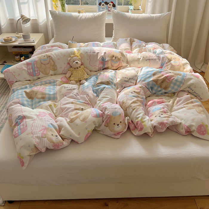 91家纺网 家纺一手货源 找家纺 六巷胡同 2026新款40支全棉13070卡通单品被套 草莓甜心犬