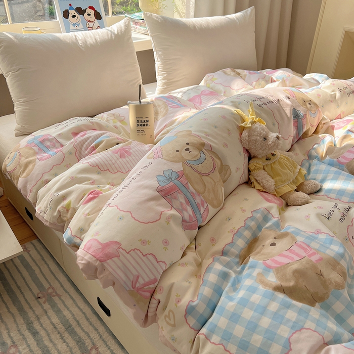 91家纺网 家纺一手货源 找家纺 六巷胡同 2026新款40支全棉13070卡通单品被套 草莓甜心犬