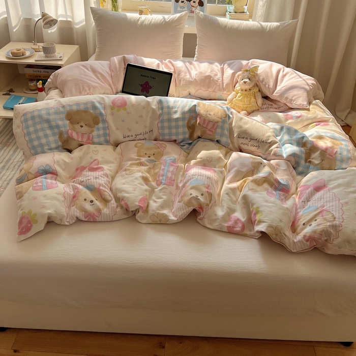 91家纺网 家纺一手货源 找家纺 六巷胡同 2026新款40支全棉13070卡通单品被套 草莓甜心犬