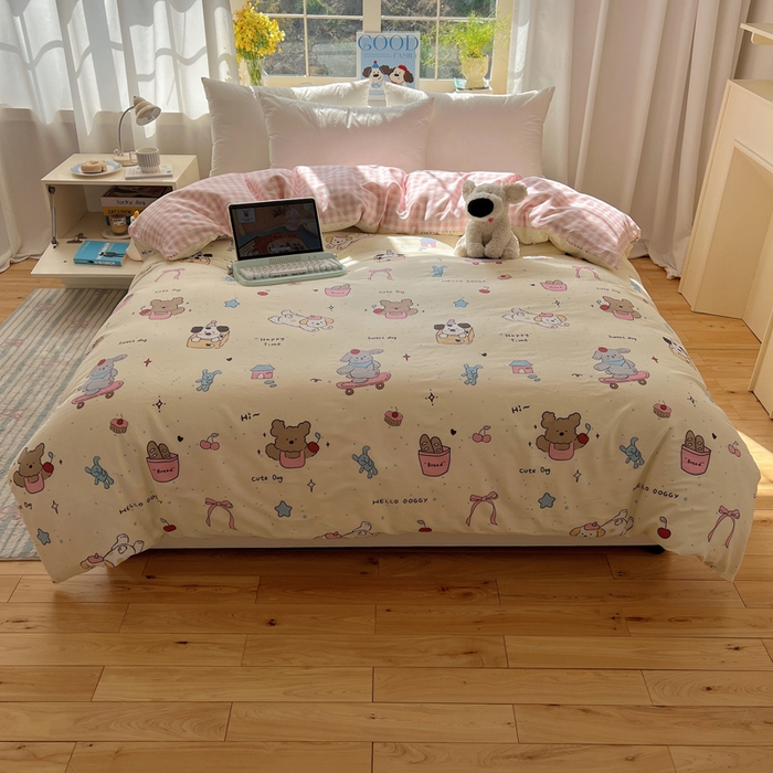 91家纺网 家纺一手货源 找家纺 六巷胡同 2026新款40支全棉13070卡通单品被套 法棍滑板狗