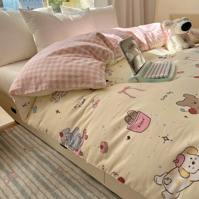 91家纺网 家纺一手货源 找家纺 六巷胡同 2026新款40支全棉13070卡通单品被套 法棍滑板狗