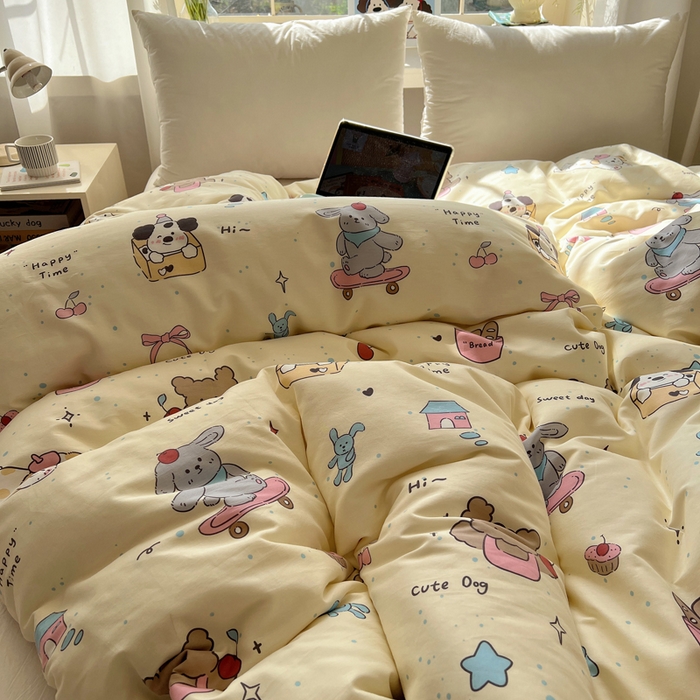 91家纺网 家纺一手货源 找家纺 六巷胡同 2026新款40支全棉13070卡通单品被套 法棍滑板狗