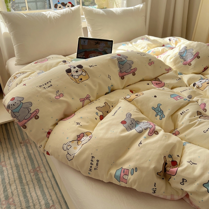 91家纺网 家纺一手货源 找家纺 六巷胡同 2026新款40支全棉13070卡通单品被套 法棍滑板狗