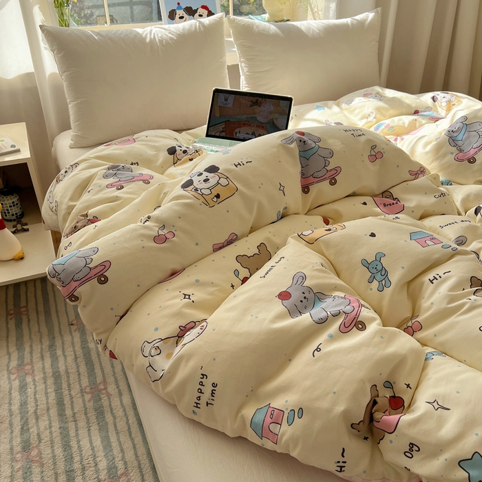 91家纺网 家纺一手货源 找家纺 六巷胡同 2026新款40支全棉13070卡通单品被套 法棍滑板狗