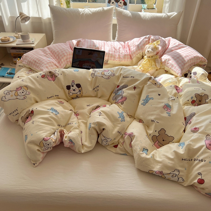 91家纺网 家纺一手货源 找家纺 六巷胡同 2026新款40支全棉13070卡通单品被套 法棍滑板狗