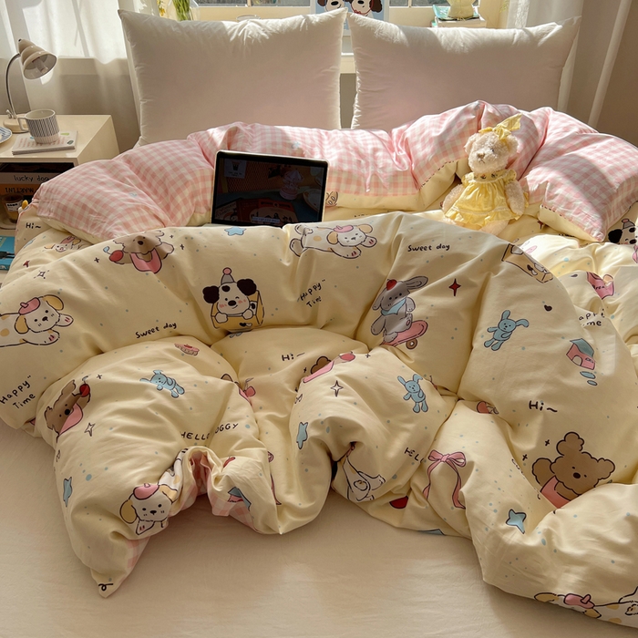 91家纺网 家纺一手货源 找家纺 六巷胡同 2026新款40支全棉13070卡通单品被套 法棍滑板狗