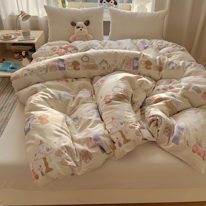 91家纺网 家纺一手货源 找家纺 六巷胡同 2026新款40支全棉13070卡通单品被套 欢乐课堂趴