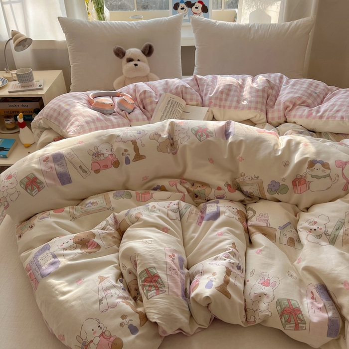 91家纺网 家纺一手货源 找家纺 六巷胡同 2026新款40支全棉13070卡通单品被套 欢乐课堂趴