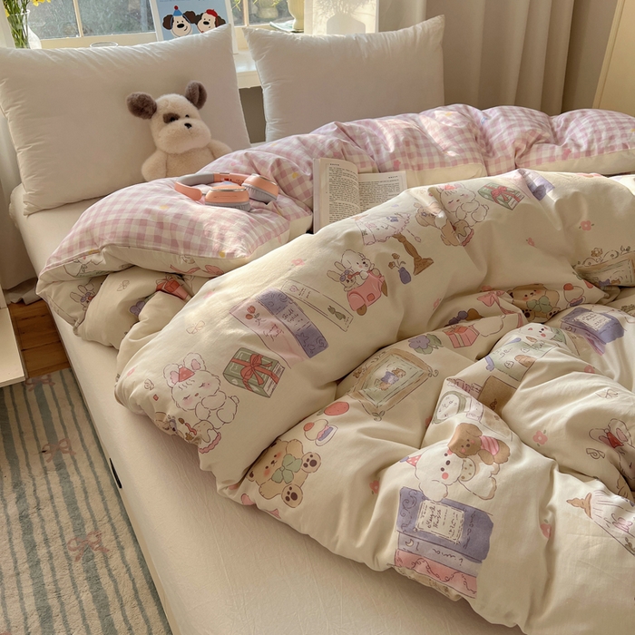 91家纺网 家纺一手货源 找家纺 六巷胡同 2026新款40支全棉13070卡通单品被套 欢乐课堂趴