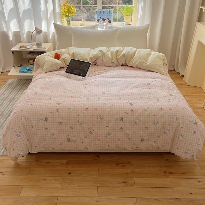 91家纺网 家纺一手货源 找家纺 六巷胡同 2026新款40支全棉13070卡通单品被套 卡哇伊猫咪