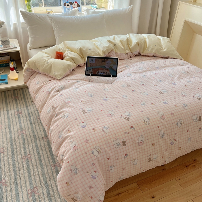 91家纺网 家纺一手货源 找家纺 六巷胡同 2026新款40支全棉13070卡通单品被套 卡哇伊猫咪