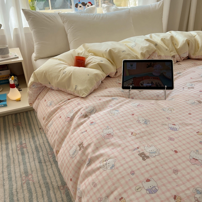 91家纺网 家纺一手货源 找家纺 六巷胡同 2026新款40支全棉13070卡通单品被套 卡哇伊猫咪