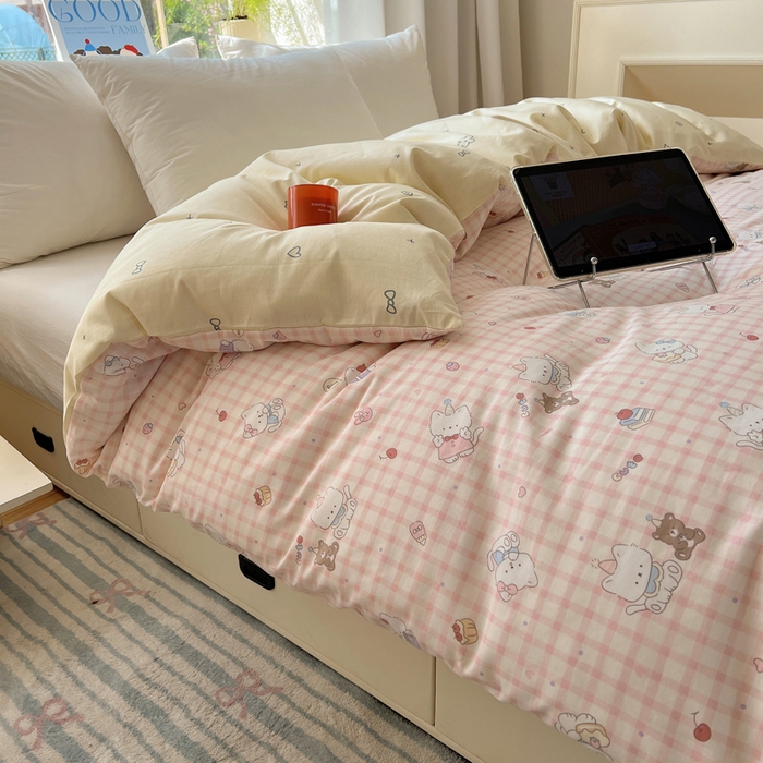 91家纺网 家纺一手货源 找家纺 六巷胡同 2026新款40支全棉13070卡通单品被套 卡哇伊猫咪