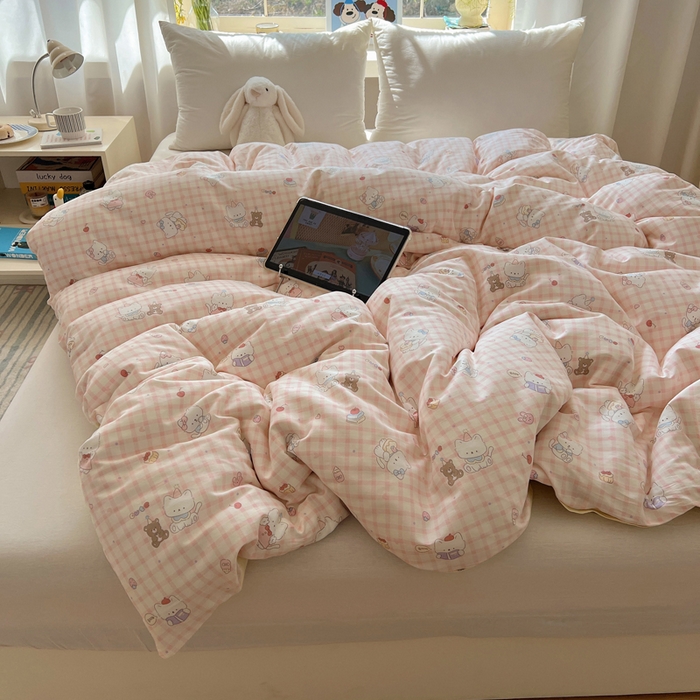 91家纺网 家纺一手货源 找家纺 六巷胡同 2026新款40支全棉13070卡通单品被套 卡哇伊猫咪