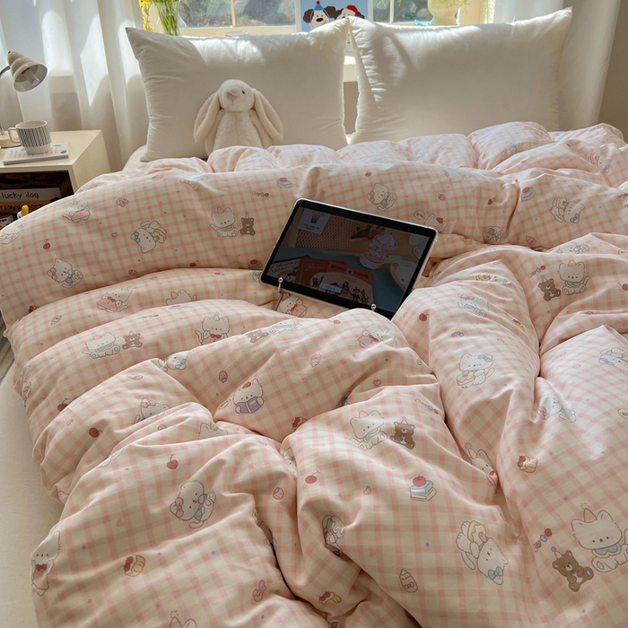 91家纺网 家纺一手货源 找家纺 六巷胡同 2026新款40支全棉13070卡通单品被套 卡哇伊猫咪