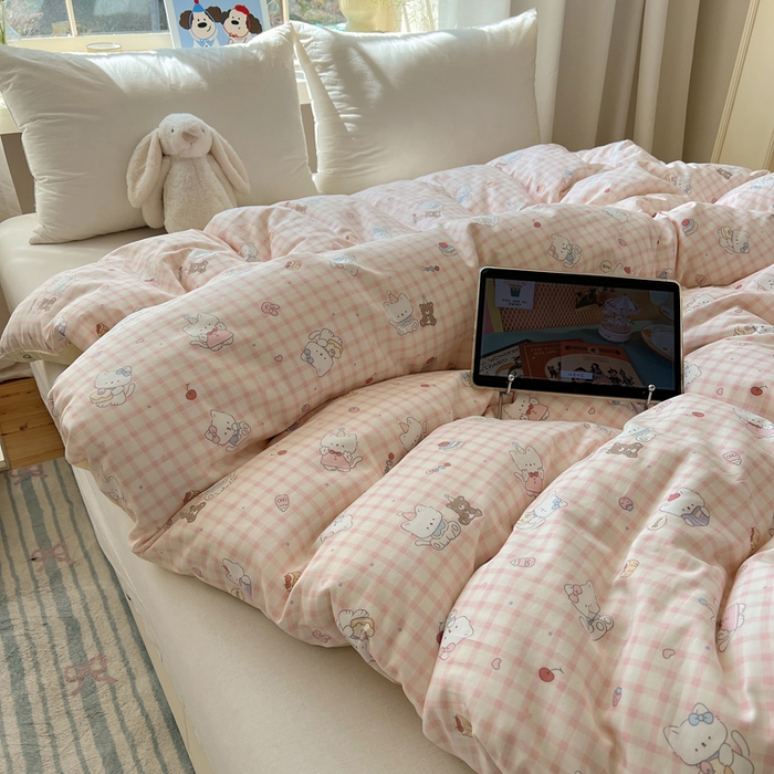 91家纺网 家纺一手货源 找家纺 六巷胡同 2026新款40支全棉13070卡通单品被套 卡哇伊猫咪