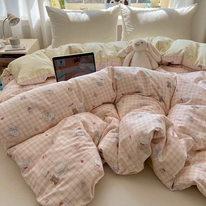 91家纺网 家纺一手货源 找家纺 六巷胡同 2026新款40支全棉13070卡通单品被套 卡哇伊猫咪