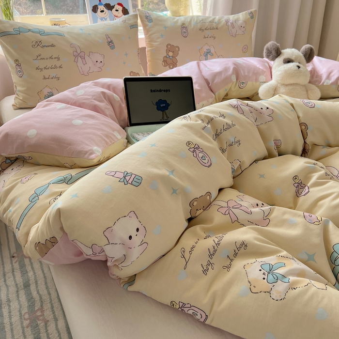 六巷胡同 2026新款40支全棉13070卡通单品被套 猫咪甜甜圈