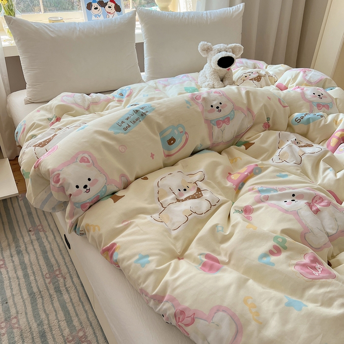 91家纺网 家纺一手货源 找家纺 六巷胡同 2026新款40支全棉13070卡通单品被套 泡芙萌趣狗