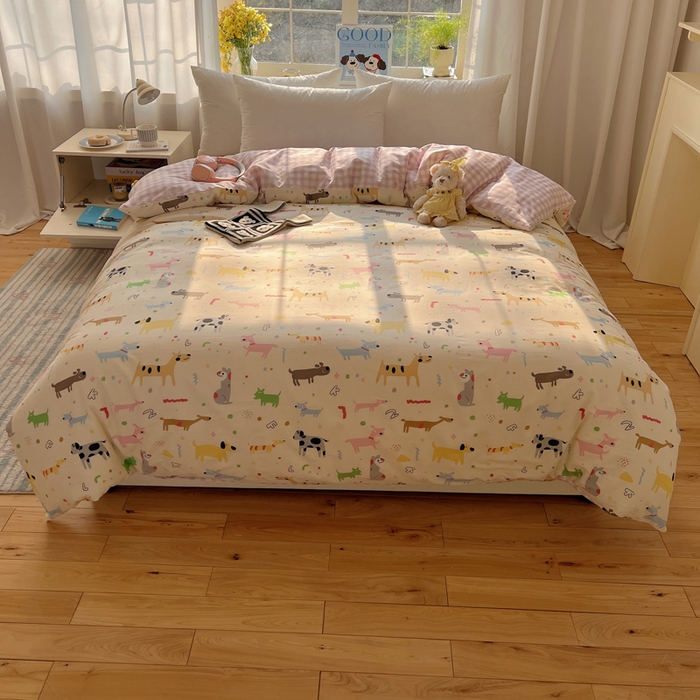 91家纺网 家纺一手货源 找家纺 六巷胡同 2026新款40支全棉13070卡通单品被套 趣味斑点狗