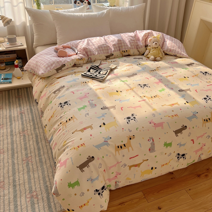 91家纺网 家纺一手货源 找家纺 六巷胡同 2026新款40支全棉13070卡通单品被套 趣味斑点狗