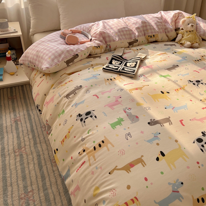 91家纺网 家纺一手货源 找家纺 六巷胡同 2026新款40支全棉13070卡通单品被套 趣味斑点狗