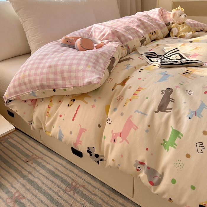 91家纺网 家纺一手货源 找家纺 六巷胡同 2026新款40支全棉13070卡通单品被套 趣味斑点狗