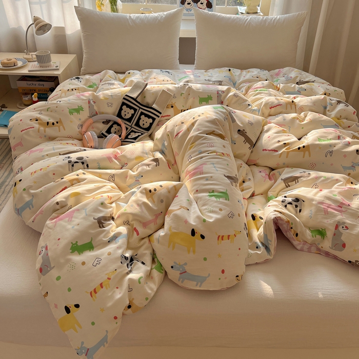 91家纺网 家纺一手货源 找家纺 六巷胡同 2026新款40支全棉13070卡通单品被套 趣味斑点狗