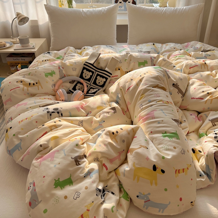 91家纺网 家纺一手货源 找家纺 六巷胡同 2026新款40支全棉13070卡通单品被套 趣味斑点狗