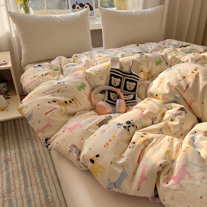 91家纺网 家纺一手货源 找家纺 六巷胡同 2026新款40支全棉13070卡通单品被套 趣味斑点狗