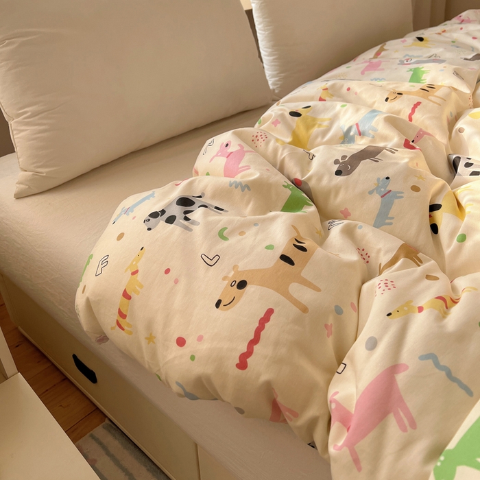 91家纺网 家纺一手货源 找家纺 六巷胡同 2026新款40支全棉13070卡通单品被套 趣味斑点狗