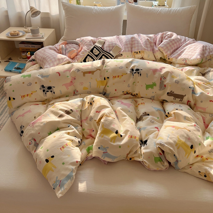 91家纺网 家纺一手货源 找家纺 六巷胡同 2026新款40支全棉13070卡通单品被套 趣味斑点狗