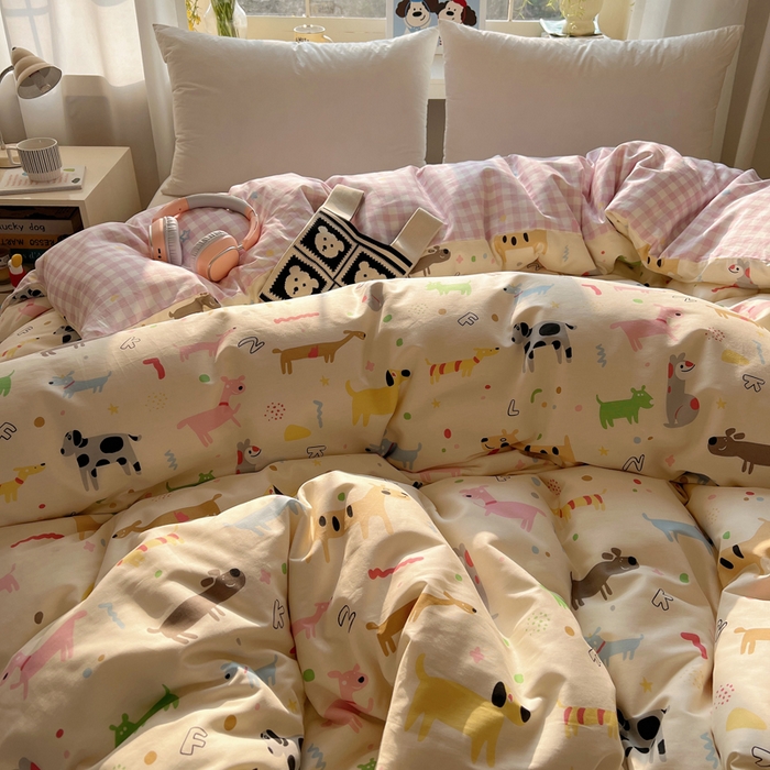 91家纺网 家纺一手货源 找家纺 六巷胡同 2026新款40支全棉13070卡通单品被套 趣味斑点狗