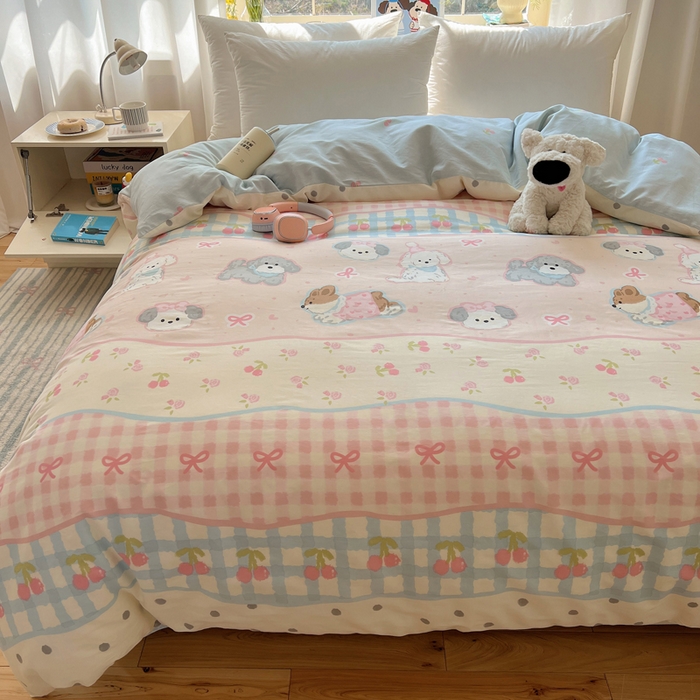 91家纺网 家纺一手货源 找家纺 六巷胡同 2026新款40支全棉13070卡通单品被套 洋气柯基崽