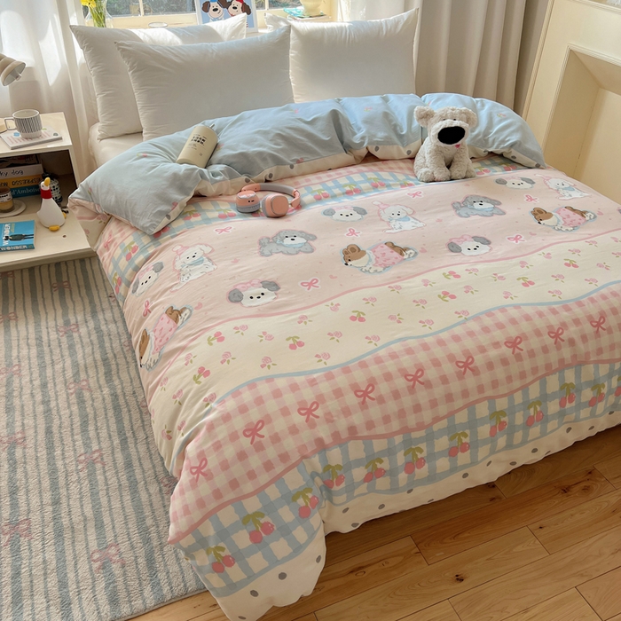 91家纺网 家纺一手货源 找家纺 六巷胡同 2026新款40支全棉13070卡通单品被套 洋气柯基崽