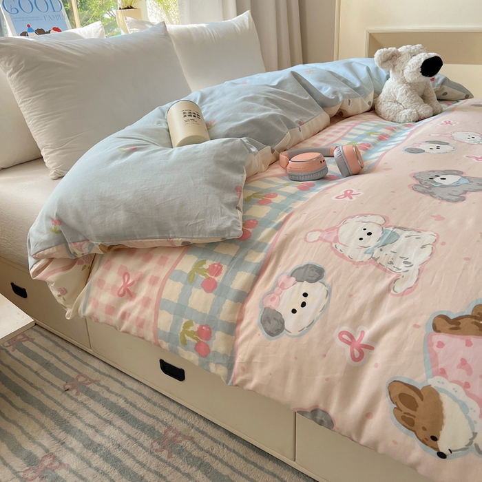 91家纺网 家纺一手货源 找家纺 六巷胡同 2026新款40支全棉13070卡通单品被套 洋气柯基崽