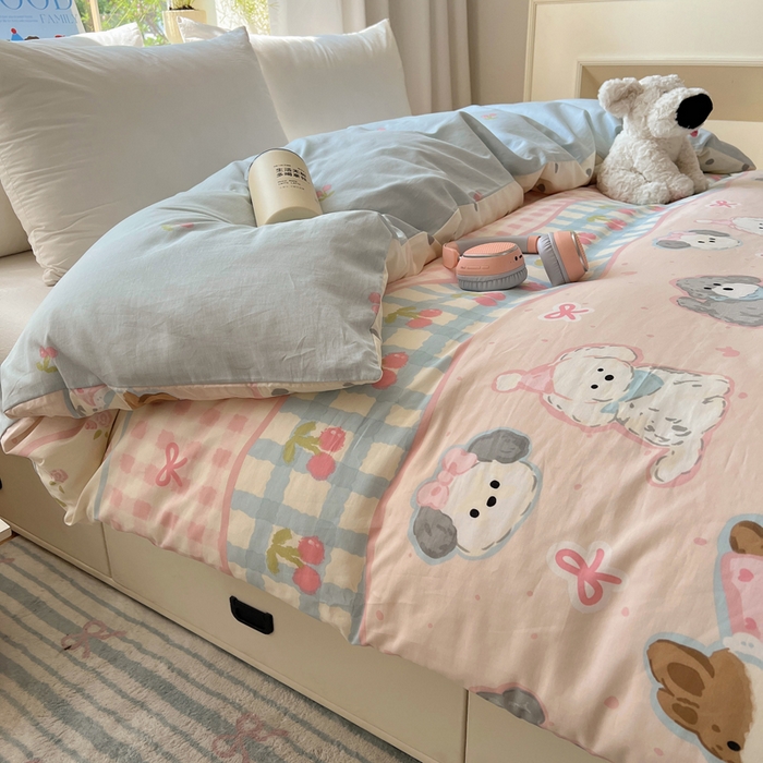 91家纺网 家纺一手货源 找家纺 六巷胡同 2026新款40支全棉13070卡通单品被套 洋气柯基崽