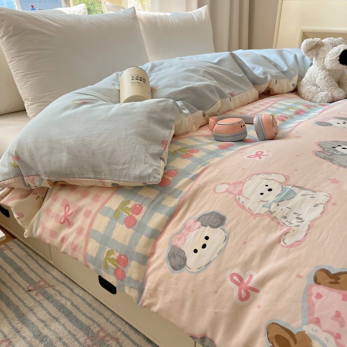 91家纺网 家纺一手货源 找家纺 六巷胡同 2026新款40支全棉13070卡通单品被套 洋气柯基崽